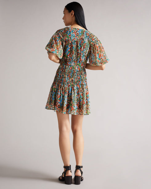 <P>Smock Panel Wrap Mini Dress</P>